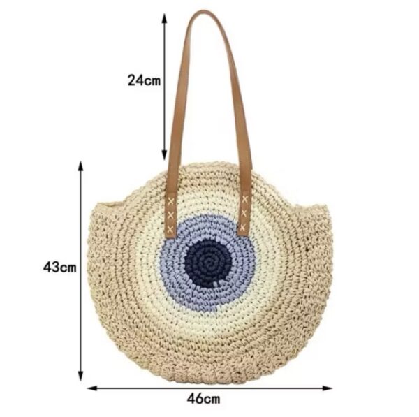 Bolsa Olho Grego Palha com Zíper Bege - Image 2