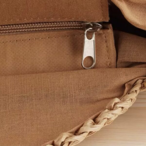 Bolsa Olho Grego Palha com Zíper Bege - Image 5